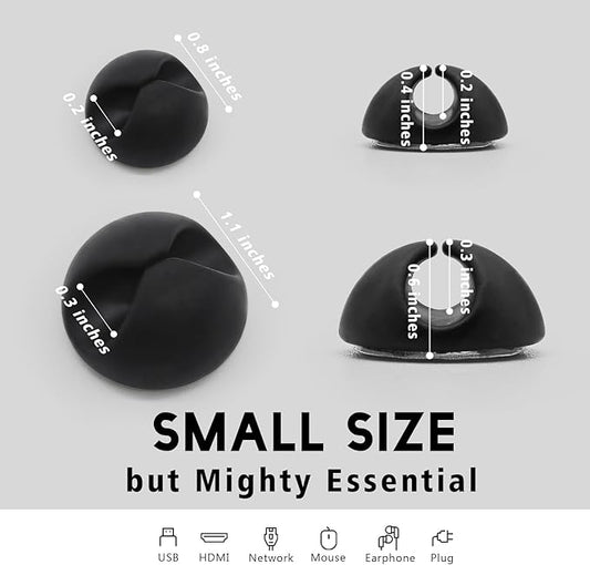 Black Cable Clips 9 PCS, Adhesive Cable Organizer Phone Charging Cord Holder, Wire Organizer for Desk