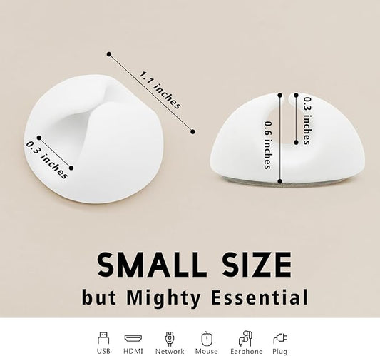 Cable Clips, Cord Holder, Adhesive Cord Clips, Wire Holder for Cable Management, Phone Charger, Desk, Wall, Nightstand and Office, White 9 PCS