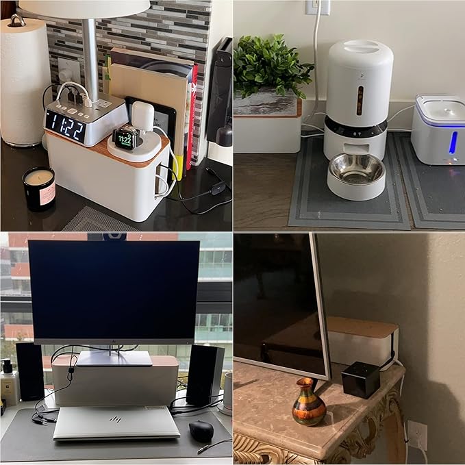 YUANYE Cable Management Box Cable Management Kit for Power Strip to Hide Wires,Cord Organizer Boxes,Safe ABS Material Wire Organizer of Cable Clips Sleeve for Home & Office,2Pack-123PCS/White