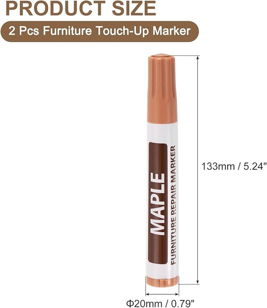 uxcell Furniture Repair Wood Markers, 2 Pcs Maple Touch Up Filler Sticks, Oil Based Paint Markers for Scratches, Wood Floors, Tables, Cabinet, Carpenters, Cover Ups