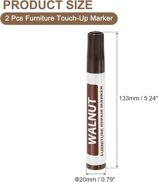 uxcell Furniture Repair Wood Markers, 2 Pcs Walnut Touch Up Filler Sticks, Ink Markers for Scratches, Wood Floors, Tables, Cabinet, Carpenters, Cover Ups