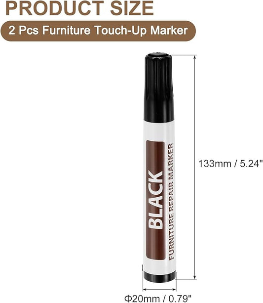 uxcell Furniture Repair Wood Markers, 2 Pcs Black Touch Up Filler Sticks, Oil Based Paint Markers for Scratches, Wood Floors, Tables, Cabinet, Carpenters, Cover Ups