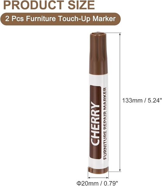 uxcell Furniture Repair Wood Markers, 2 Pcs Cherry Touch Up Filler Sticks, Oil Based Paint Markers for Scratches, Wood Floors, Tables, Cabinet, Carpenters, Cover Ups