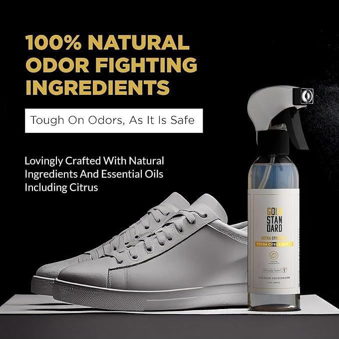 Natural Shoe Deodorizer Spray & Odor Eliminator - 1 Pack 6 Oz Refreshing & Long Lasting Fresh Citrus Burst Shoe Spray - Footwear Freshener for Sneakers, Boots, and Athletic Shoes