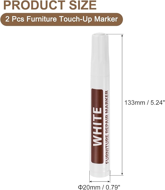 uxcell Furniture Repair Wood Markers, 2 Pcs White Touch Up Filler Sticks, Oil Based Paint Markers for Scratches, Wood Floors, Tables, Cabinet, Carpenters, Cover Ups