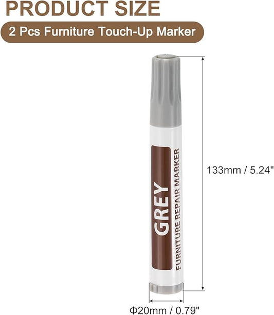 uxcell Furniture Repair Wood Markers, 2 Pcs Grey Touch Up Filler Sticks, Oil Based Paint Markers for Scratches, Wood Floors, Tables, Cabinet, Carpenters, Cover Ups