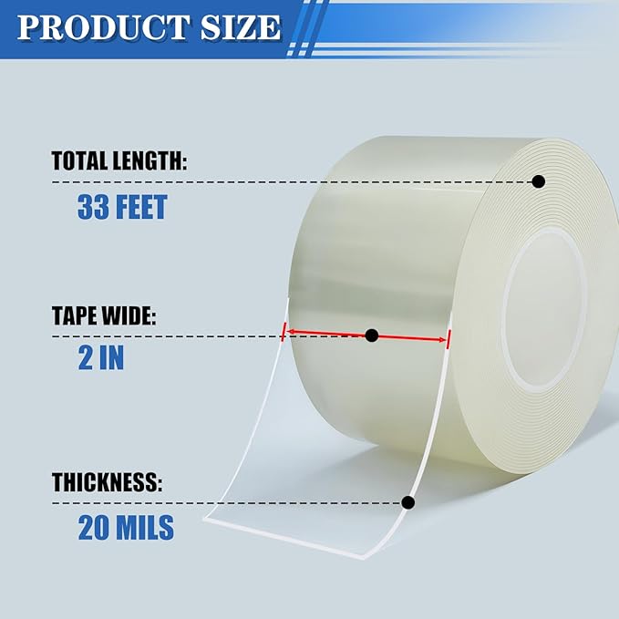 Window Weather Sealing Tape 2 in x 33 FT Weather Stripping Weatherproof Draft Stopper Clear Window Insulation Tape for Doors Windows Garages RVs Energy Saving Kit