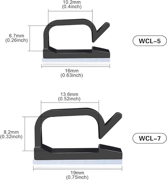 XHF 5/8” Adhesive Cable Wire Clips Black 60pcs, Cable Staples Outdoor Cable Management Wire Organizer Cord Holder for Under Desk, Car, Wall, TV PC Ethernet Cable