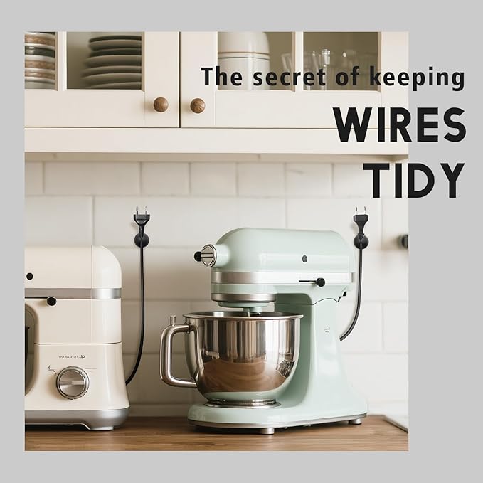 Cable Clips Phone Cord Holder, Charger Cord Organizer, Cable Management Clips for Nightstand, Car, Office, Black 9 PCS