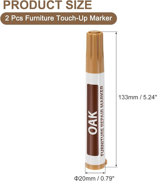 uxcell Furniture Repair Wood Markers, 2 Pcs Oak Touch Up Filler Sticks, Oil Based Paint Markers for Scratches, Wood Floors, Tables, Cabinet, Carpenters, Cover Ups