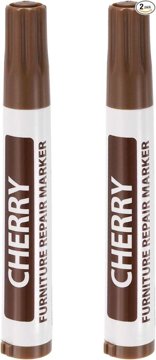 uxcell Furniture Repair Wood Markers, 2 Pcs Cherry Touch Up Filler Sticks, Oil Based Paint Markers for Scratches, Wood Floors, Tables, Cabinet, Carpenters, Cover Ups
