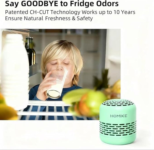 HOMIKE Refrigerator Deodorizer, Odor Eliminator,Last up to 10 Years for Car,Closet,Shoes Cabinet,Fridge and Freezer,Outperforms Baking Soda and Activated Carbon(White)