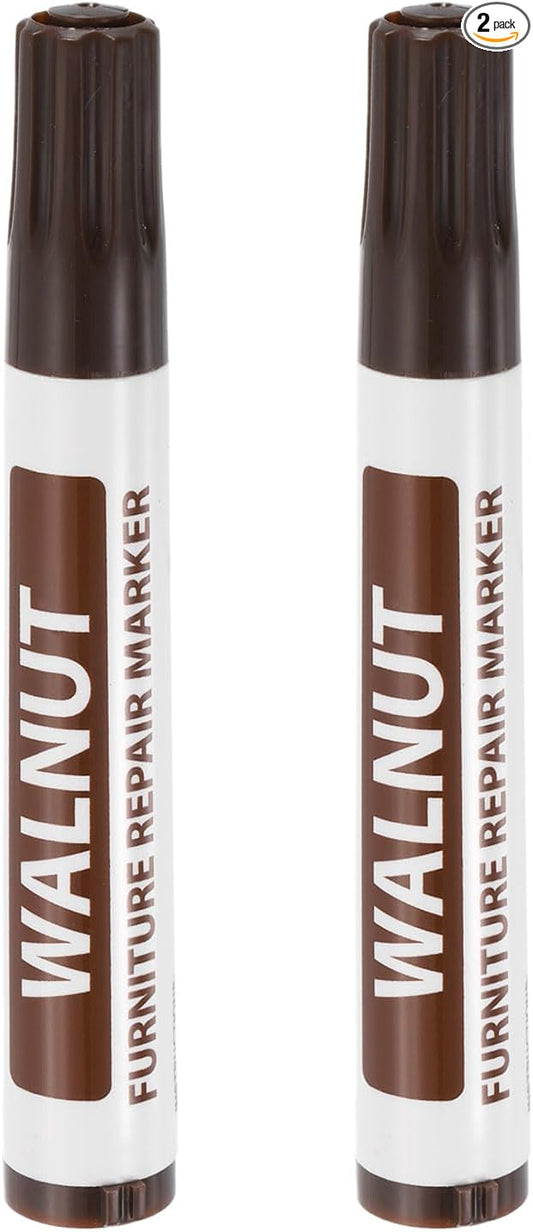 uxcell Furniture Repair Wood Markers, 2 Pcs Walnut Touch Up Filler Sticks, Ink Markers for Scratches, Wood Floors, Tables, Cabinet, Carpenters, Cover Ups
