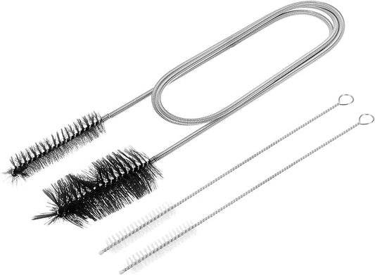 HARFINGTON 3pcs Flexible Long Drain Brush Straw Cleaner Set 35.43" Stainless Steel Double Ended Hose Brush with 8" Nylon Long Tube Pipe Cleaning for Fish Tank Sink Pipe, Black