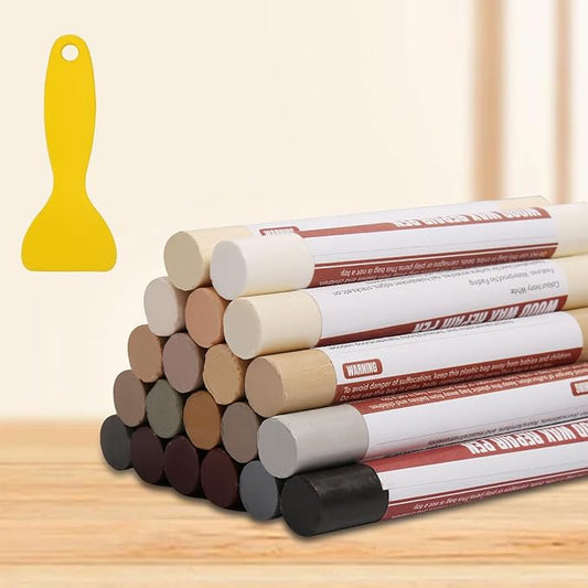 Wood Filler Sticks,20 Colors Wood Repair Wax Crayons,Wood Furniture Markers Touch up for Repairing Scratches, Dings, Cracks and Holes in Wood Floors, Cabinets, Cut Panels(Common Series)