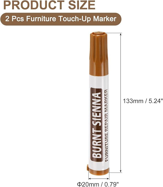 uxcell Furniture Repair Wood Markers, 2 Pcs Burnt Sienna Touch Up Filler Sticks, Oil Based Paint Markers for Scratches, Wood Floors, Tables, Cabinet, Carpenters, Cover Ups