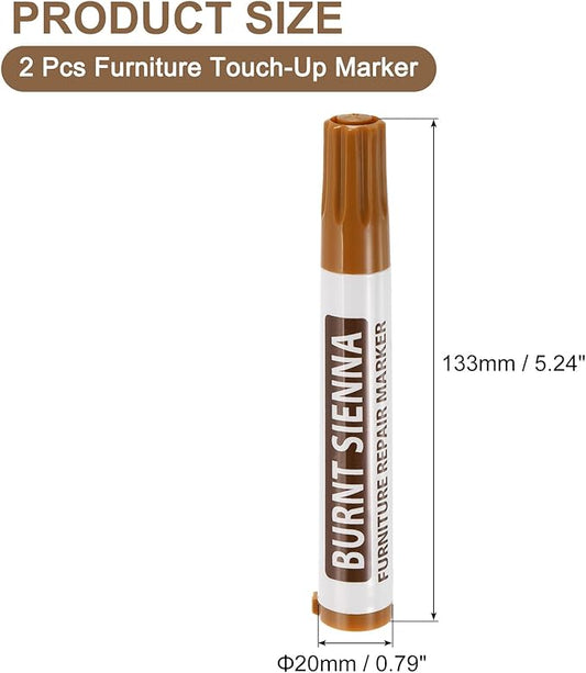 uxcell Furniture Repair Wood Markers, 2 Pcs Burnt Sienna Touch Up Filler Sticks, Oil Based Paint Markers for Scratches, Wood Floors, Tables, Cabinet, Carpenters, Cover Ups