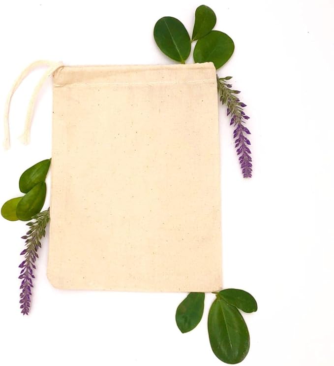 (3x4 inches) Natural Cotton Reusable Produce Muslin Bags – Multipurpose Drawstring Storage Pouch for Everyday Use (Pack Of 50)