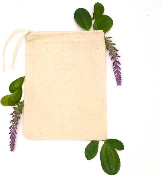 (3x4 inches) Natural Cotton Reusable Produce Muslin Bags – Multipurpose Drawstring Storage Pouch for Everyday Use (Pack Of 50)