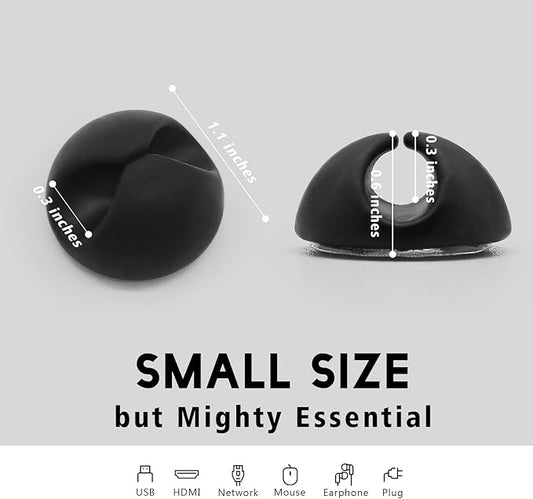 Cable Clips Phone Cord Holder, Charger Cord Organizer, Cable Management Clips for Nightstand, Car, Office, Black 9 PCS