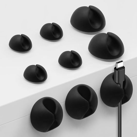 Black Cable Clips 9 PCS, Adhesive Cable Organizer Phone Charging Cord Holder, Wire Organizer for Desk