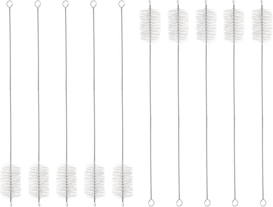 HARFINGTON Straw Cleaner Brush Set, 12 Inch Length 304 Stainless Steel and Nylon Bristles for Water Bottle Silicone Straw Sippy Cup Pipes, White (30mm OD, 10-Piece-Set)