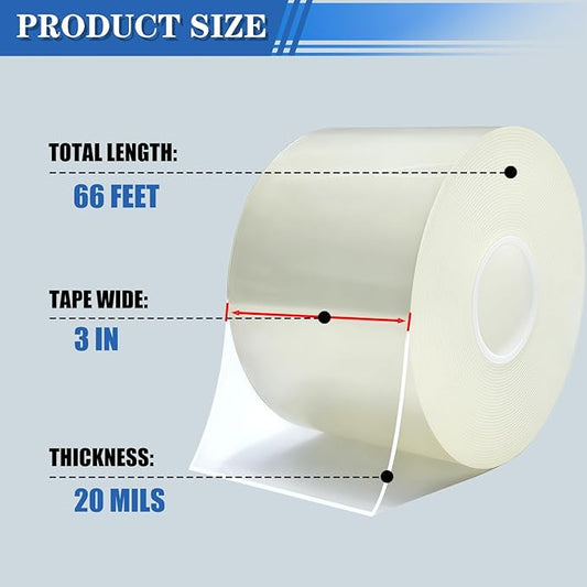 Window Weather Sealing Tape 3 in x 66 FT Weather Stripping Weatherproof Draft Stopper Clear Window Insulation Tape for Doors Windows Garages RVs Energy Saving Kit