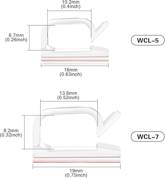 60 PCS XHF 3/4” Adhesive Cable Wire Clips Clear, Outdoor Christmas Light Clips, Cable Staples Cable Management Wire Organizer Cord Holder for Under Desk, Car, Wall, TV PC Ethernet