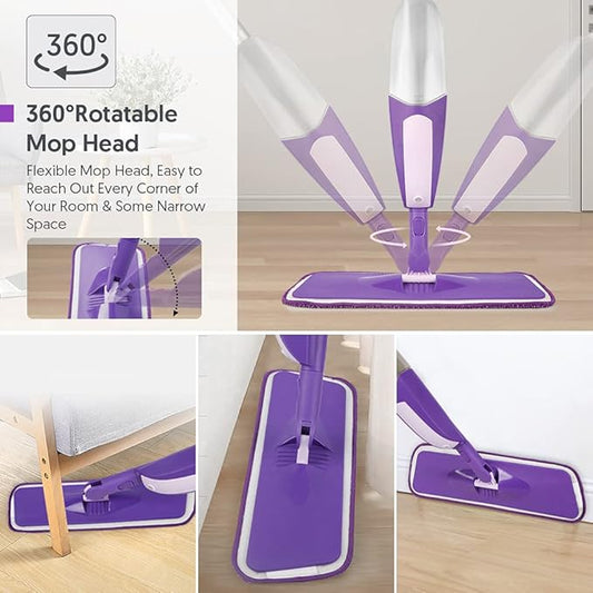 Spray Mop for Floor Cleaning - SEVENMAX Microfiber Floor Mop with 550ML Refillable Bottle 3 Washable Pads Kitchen Dry Wet Flat Dust Mop for Cleaning Hardwood Laminate Wood Ceramic Marble Tile Floors