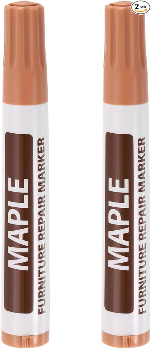 uxcell Furniture Repair Wood Markers, 2 Pcs Maple Touch Up Filler Sticks, Oil Based Paint Markers for Scratches, Wood Floors, Tables, Cabinet, Carpenters, Cover Ups