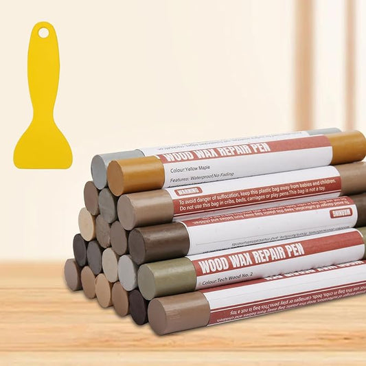 Wood Filler Sticks,20 Colors Wood Repair Wax Crayons,Wood Furniture Markers Touch up for Repairing Scratches, Dings, Cracks and Holes in Wood Floors, Cabinets, Cut Panels(Technicolor Series)