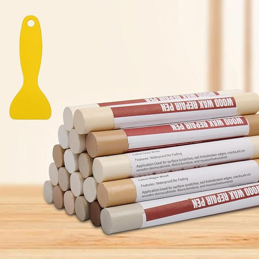 Wood Filler Sticks,20 Colors Wood Repair Wax Crayons,Wood Furniture Markers Touch up for Repairing Scratches, Dings, Cracks and Holes in Wood Floors, Cabinets, Cut Panels(White Series)