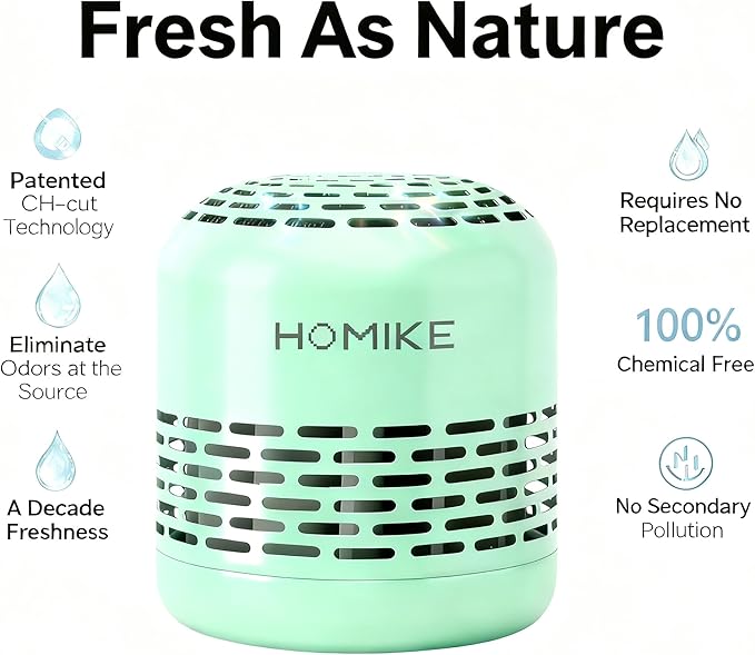 HOMIKE Refrigerator Deodorizer, Odor Eliminator,Last up to 10 Years for Car,Closet,Shoes Cabinet,Fridge and Freezer,Outperforms Baking Soda and Activated Carbon (Green)
