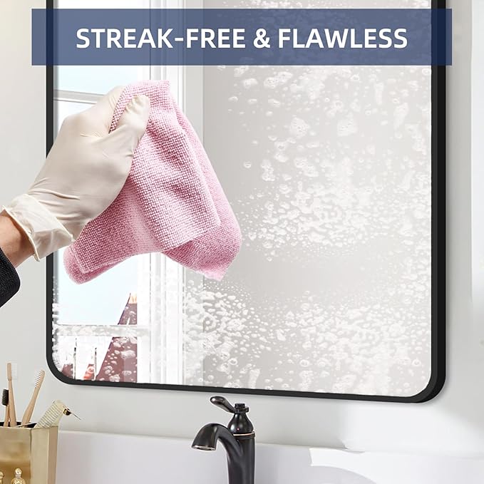 & PLUSH Microfiber Cleaning Cloth Roll - 70 Pack, Tear Away Microfiber Towels, 12" x 12", Reusable, Washable, Streak Free, Ultra Absorbent Dish Rags for Car, Home, Garage or Shop (Pink and White)