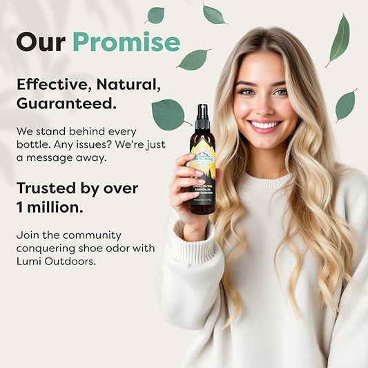 Lumi Outdoors Natural Shoe Deodorizer Spray & Odor Eliminator - Fresh Citrus Tea Tree Essential Oil Odor Eater
