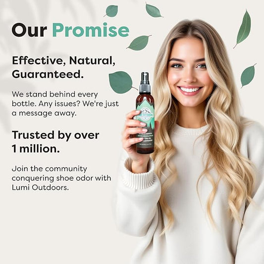 Lumi Outdoors Natural Shoe Deodorizer Spray 3 Pack Bundle - Lemon Eucalyptus, Citrus Tea Tree, Lavender Tea Tree