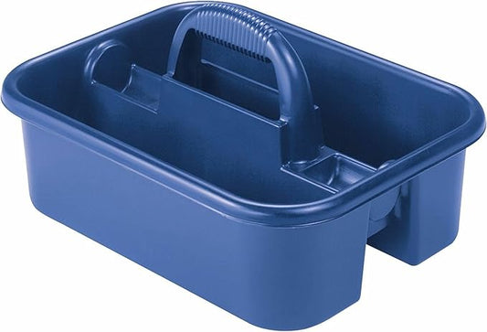 Akro-Mils 09185 Plastic Tote Tool & Supply Cleaning Caddy with Handle, (18-3/8-Inch x 13-7/8-Inch x 9-Inch), Blue (09185BLUE)