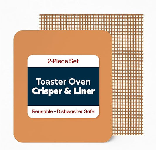 Cooks Innovations Toaster Oven Non Stick Liner & Crisper Set - Get Crispy Food Every Time - Easy Clean Up - Premium Crisping Sheet with Nonstick Oven Liner for Toaster Oven (9 x 11)