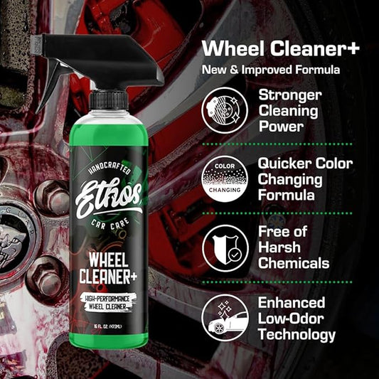 Ethos Wheel Cleaner Spray - Iron Remover Car Detailing - Rim Cleaner Spray Brake Dust, Iron Remover - Color Change Technology - Professional Strength Formula - Brake Dust Remover