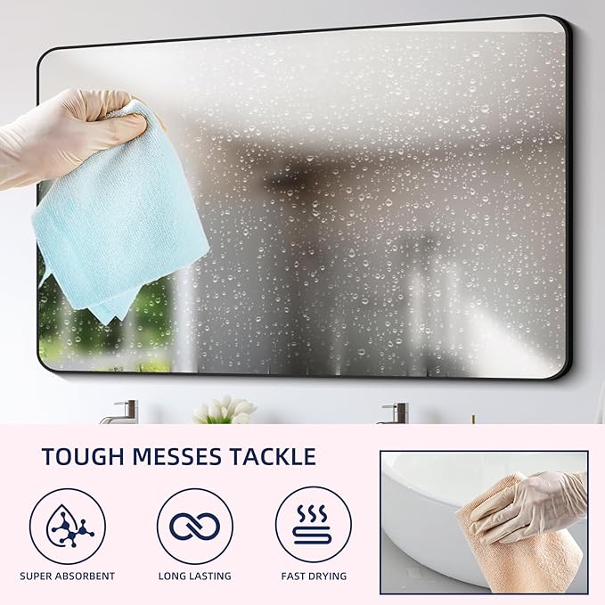 & PLUSH Microfiber Cleaning Cloth Roll - 50 Pack, Tear Away Microfiber Towels, 12" x 12", Reusable, Washable, Streak Free, Ultra Absorbent Dish Rags for Car, Home, Garage or Shop (Blue)