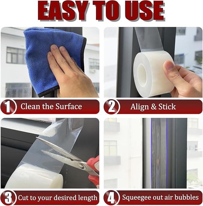 Window Weather Sealing Tape 3 in x 105 FT Weather Stripping Weatherproof Draft Stopper Clear Window Insulation Tape for Doors Windows Garages RVs Energy Saving Kit (3 in X 105 FEET)