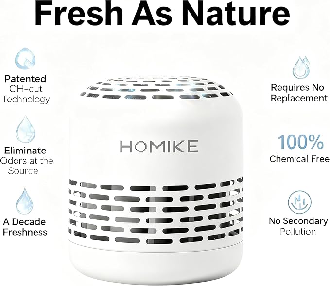 HOMIKE Refrigerator Deodorizer, Odor Eliminator,Last up to 10 Years for Car,Closet,Shoes Cabinet,Fridge and Freezer,Outperforms Baking Soda and Activated Carbon(White)
