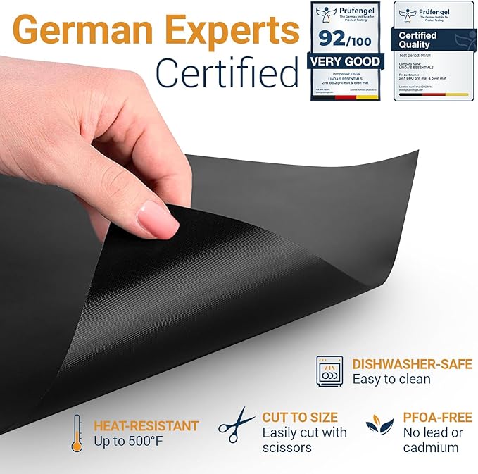 Oven Liners for Bottom of Oven - 4 Pack Large Heavy Duty Mats, 17”x25” Non-Stick Reusable Liner for Electric, Gas, Toasters, Grills - BPA & PFOA Free Kitchen Accessory to Keep It Clean (Black)