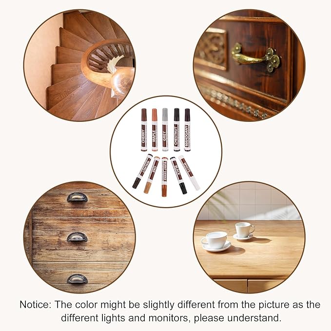 uxcell Furniture Repair Wood Markers, 2 Pcs Burnt Sienna Touch Up Filler Sticks, Oil Based Paint Markers for Scratches, Wood Floors, Tables, Cabinet, Carpenters, Cover Ups