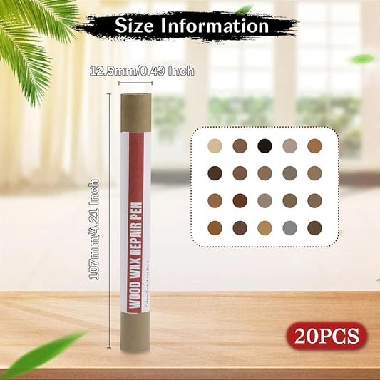 Wood Filler Sticks,20 Colors Wood Repair Wax Crayons,Wood Furniture Markers Touch up for Repairing Scratches, Dings, Cracks and Holes in Wood Floors, Cabinets, Cut Panels(Technicolor Series)