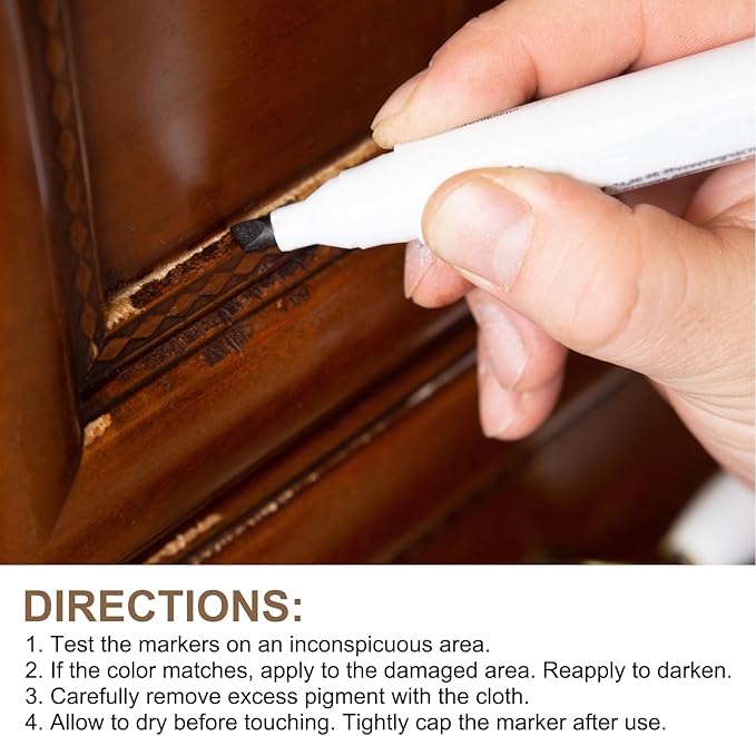 uxcell Furniture Repair Wood Markers, 2 Pcs Black Touch Up Filler Sticks, Oil Based Paint Markers for Scratches, Wood Floors, Tables, Cabinet, Carpenters, Cover Ups