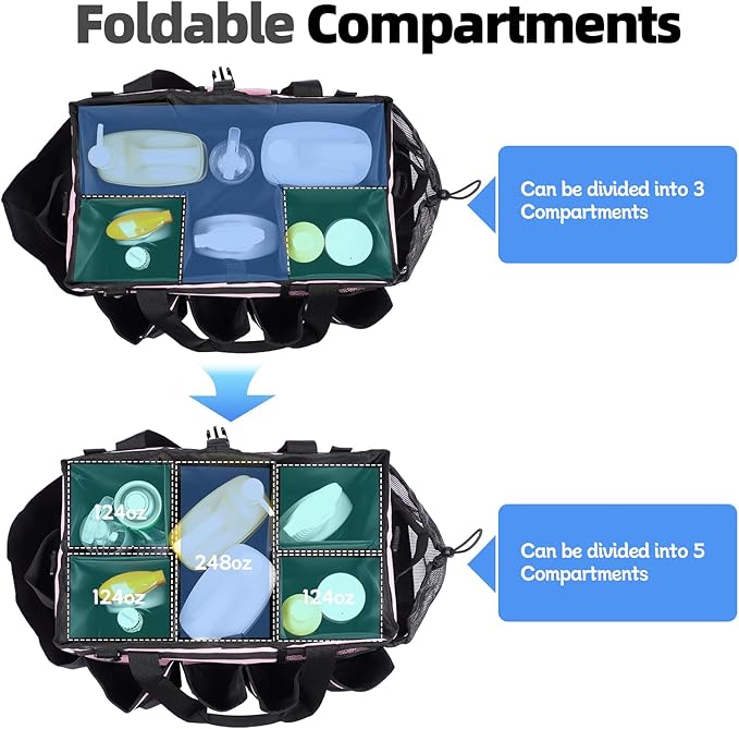 Large Cleaning Caddy, Professional Wearable Supplies Bag for Housekeepers, House Cleaners, and Car Detailing - Organizer Tote With Handle, Pink