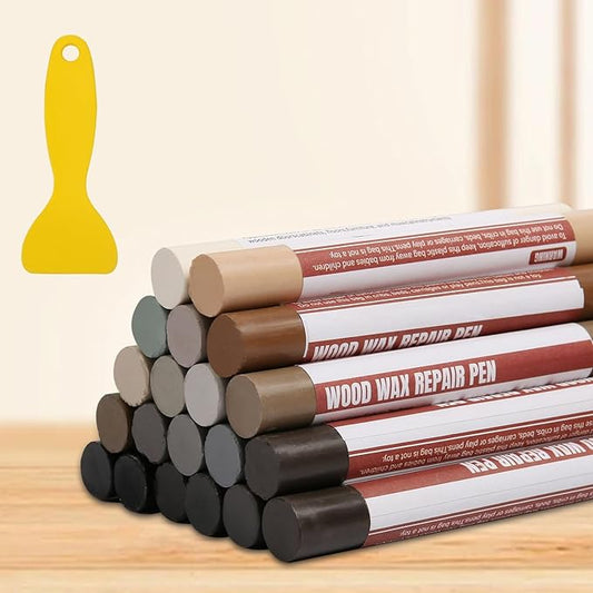 Wood Filler Sticks,20 Colors Wood Repair Wax Crayons,Wood Furniture Markers Touch up for Repairing Scratches, Dings, Cracks and Holes in Wood Floors, Cabinets, Cut Panels(Gray Series)