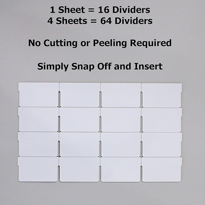 (64-Pack) Small Drawer Dividers compatible with Craft Cabinet and Hardware Storage Organizers, (Dividers Only)