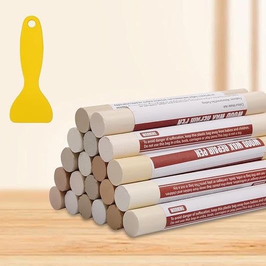 Wood Filler Sticks,20 Colors Wood Repair Wax Crayons,Wood Furniture Markers Touch up for Repairing Scratches, Dings, Cracks and Holes in Wood Floors, Cabinets, Cut Panels(Light Color Series)